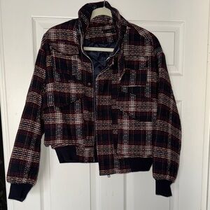 Vici small Red and Black Bomber Jacket with Plaid Pattern